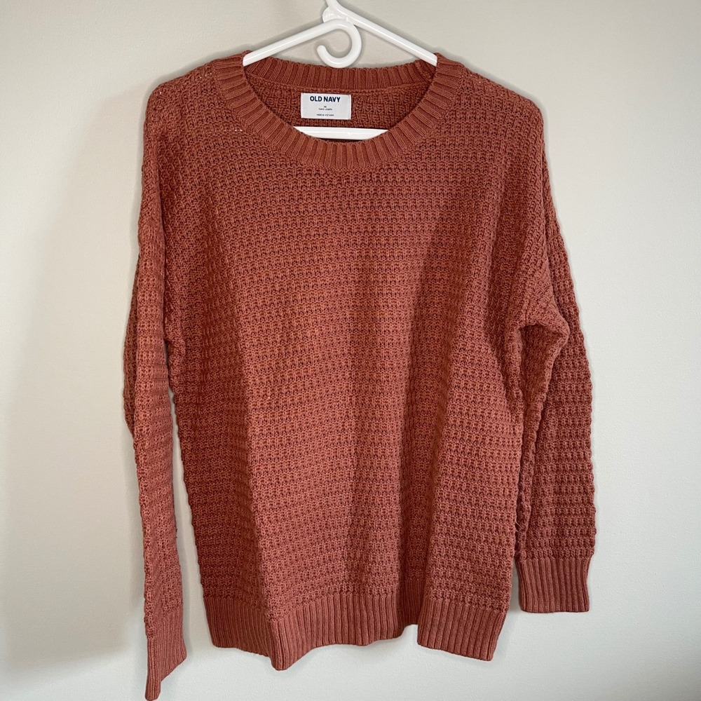 Old Navy Tunic Sweater Knit Top Terracotta Pullover Long Sleeve‎ Womens Medium
